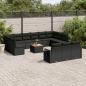 Preview: ARDEBO.de - 14-tlg. Garten-Sofagarnitur mit Kissen Schwarz Poly Rattan