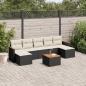 Preview: ARDEBO.de - 8-tlg. Garten-Sofagarnitur mit Kissen Schwarz Poly Rattan