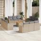 Preview: ARDEBO.de - 13-tlg. Garten-Sofagarnitur mit Kissen Beige Poly Rattan