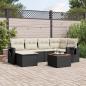 Preview: ARDEBO.de - 7-tlg. Garten-Sofagarnitur mit Kissen Schwarz Poly Rattan