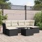 Preview: ARDEBO.de - 7-tlg. Garten-Sofagarnitur mit Kissen Schwarz Poly Rattan