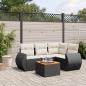 Preview: ARDEBO.de - 5-tlg. Garten-Sofagarnitur mit Kissen Schwarz Poly Rattan