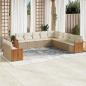 Preview: ARDEBO.de - 11-tlg. Garten-Sofagarnitur mit Kissen Beige Poly Rattan