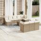 Preview: ARDEBO.de - 11-tlg. Garten-Sofagarnitur mit Kissen Beige Poly Rattan