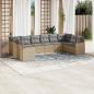 Preview: ARDEBO.de - 10-tlg. Garten-Sofagarnitur mit Kissen Beige Poly Rattan