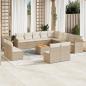 Preview: ARDEBO.de - 14-tlg. Garten-Sofagarnitur mit Kissen Beige Poly Rattan