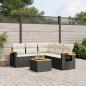 Preview: ARDEBO.de - 6-tlg. Garten-Sofagarnitur mit Kissen Schwarz Poly Rattan