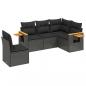 Preview: 5-tlg. Garten-Sofagarnitur mit Kissen Schwarz Poly Rattan