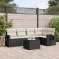 Preview: ARDEBO.de - 6-tlg. Garten-Sofagarnitur mit Kissen Schwarz Poly Rattan