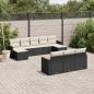 Preview: ARDEBO.de - 10-tlg. Garten-Sofagarnitur mit Kissen Schwarz Poly Rattan