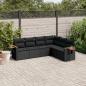 Preview: ARDEBO.de - 6-tlg. Garten-Sofagarnitur mit Kissen Schwarz Poly Rattan