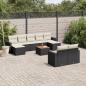 Preview: ARDEBO.de - 10-tlg. Garten-Sofagarnitur mit Kissen Schwarz Poly Rattan