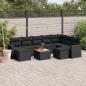 Preview: ARDEBO.de - 10-tlg. Garten-Sofagarnitur mit Kissen Schwarz Poly Rattan