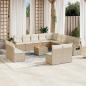 Preview: ARDEBO.de - 14-tlg. Garten-Sofagarnitur mit Kissen Beige Poly Rattan