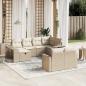 Preview: ARDEBO.de - 10-tlg. Garten-Sofagarnitur mit Kissen Beige Poly Rattan