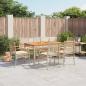 Preview: ARDEBO.de - 7-tlg. Garten-Essgruppe mit Kissen Beige Poly Rattan