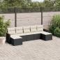 Preview: ARDEBO.de - 7-tlg. Garten-Sofagarnitur mit Kissen Schwarz Poly Rattan