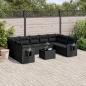 Preview: ARDEBO.de - 10-tlg. Garten-Sofagarnitur mit Kissen Schwarz Poly Rattan