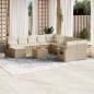 Preview: ARDEBO.de - 12-tlg. Garten-Sofagarnitur mit Kissen Beige Poly Rattan