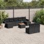 Preview: ARDEBO.de - 10-tlg. Garten-Sofagarnitur mit Kissen Schwarz Poly Rattan