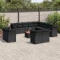 Preview: ARDEBO.de - 14-tlg. Garten-Sofagarnitur mit Kissen Schwarz Poly Rattan