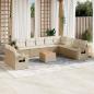 Preview: ARDEBO.de - 11-tlg. Garten-Sofagarnitur mit Kissen Beige Poly Rattan