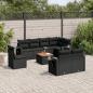 Preview: ARDEBO.de - 9-tlg. Garten-Sofagarnitur mit Kissen Schwarz Poly Rattan