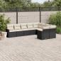 Preview: ARDEBO.de - 9-tlg. Garten-Sofagarnitur mit Kissen Schwarz Poly Rattan