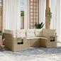 Preview: ARDEBO.de - 6-tlg. Garten-Sofagarnitur mit Kissen Beige Poly Rattan