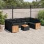 Preview: ARDEBO.de - 10-tlg. Garten-Sofagarnitur mit Kissen Schwarz Poly Rattan