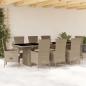 Preview: ARDEBO.de - 9-tlg. Garten-Essgruppe mit Kissen Beige Poly Rattan