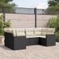 Preview: ARDEBO.de - 6-tlg. Garten-Sofagarnitur mit Kissen Schwarz Poly Rattan