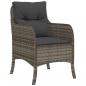 Preview: 3-tlg. Garten-Essgruppe mit Kissen Grau Poly Rattan