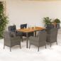 Preview: ARDEBO.de - 7-tlg. Garten-Essgruppe mit Kissen Grau Poly Rattan