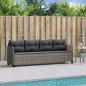 Preview: Sonnenliege mit Kissen Grau Poly Rattan