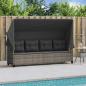 Preview: Sonnenliege mit Dach und Kissen Grau Poly Rattan