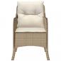 Preview: Gartenstühle mit Kissen 2 Stk. Beige Poly Rattan