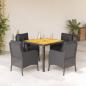 Preview: ARDEBO.de - 5-tlg. Garten-Essgruppe mit Kissen Schwarz Poly Rattan