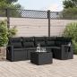 Preview: ARDEBO.de - 6-tlg. Garten-Sofagarnitur mit Kissen Schwarz Poly Rattan