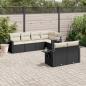 Preview: ARDEBO.de - 7-tlg. Garten-Sofagarnitur mit Kissen Schwarz Poly Rattan