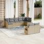 Preview: ARDEBO.de - 9-tlg. Garten-Sofagarnitur mit Kissen Beige Poly Rattan