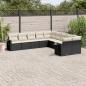 Preview: ARDEBO.de - 10-tlg. Garten-Sofagarnitur mit Kissen Schwarz Poly Rattan