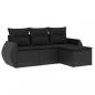 Preview: ARDEBO.de - 4-tlg. Garten-Sofagarnitur mit Kissen Schwarz Poly Rattan