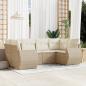 Preview: ARDEBO.de - 6-tlg. Garten-Sofagarnitur mit Kissen Beige Poly Rattan