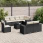 Preview: ARDEBO.de - 9-tlg. Garten-Sofagarnitur mit Kissen Schwarz Poly Rattan