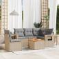 Preview: ARDEBO.de - 6-tlg. Garten-Sofagarnitur mit Kissen Beige Poly Rattan