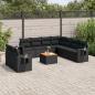 Preview: ARDEBO.de - 10-tlg. Garten-Sofagarnitur mit Kissen Schwarz Poly Rattan