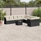 Preview: ARDEBO.de - 11-tlg. Garten-Sofagarnitur mit Kissen Schwarz Poly Rattan