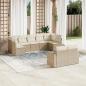 Preview: ARDEBO.de - 9-tlg. Garten-Sofagarnitur mit Kissen Beige Poly Rattan