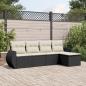 Preview: ARDEBO.de - 5-tlg. Garten-Sofagarnitur mit Kissen Schwarz Poly Rattan